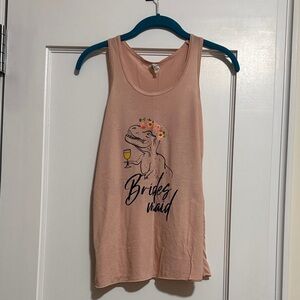 Peach Bridesmaid Dinosaur Tank Top - Size Small